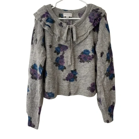 Something Navy Floral Ruffle Sweater - Picture 9 of 9